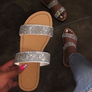 Silver rhinestone sandals